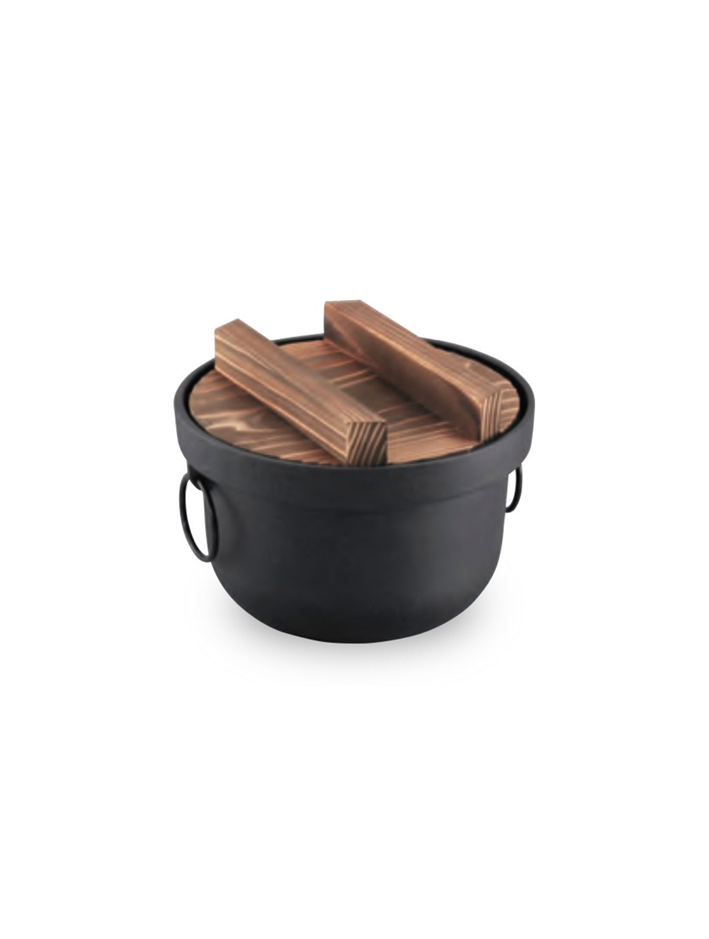 Japanese Cast Iron Rice Cooker Pot Wooden Lid 20cm 3Cups | WISTOS