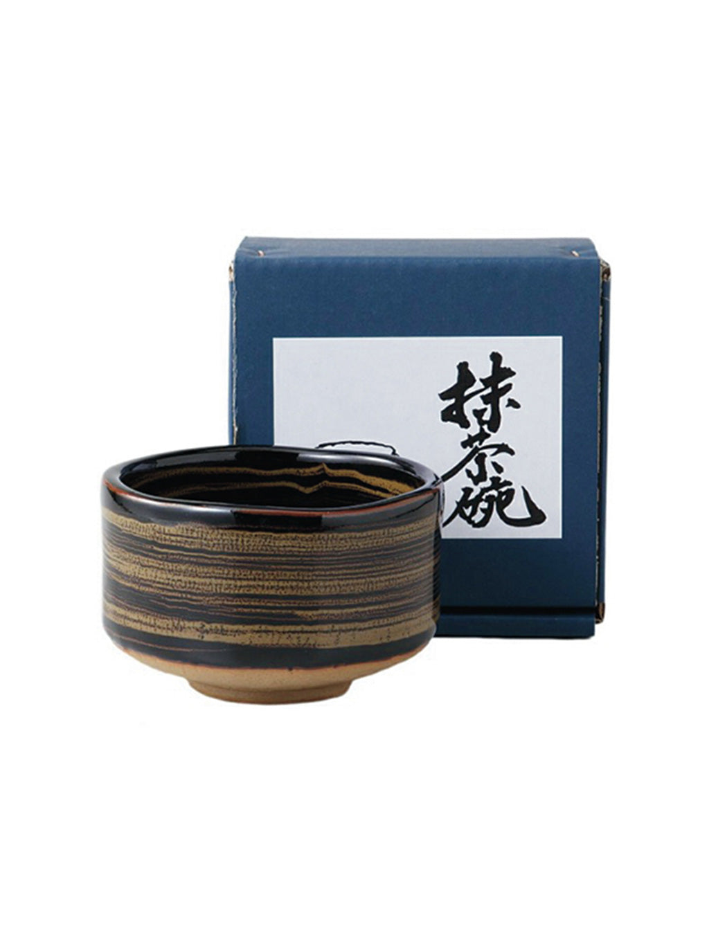 Matcha Bowl - Black Glaze Gold Accented