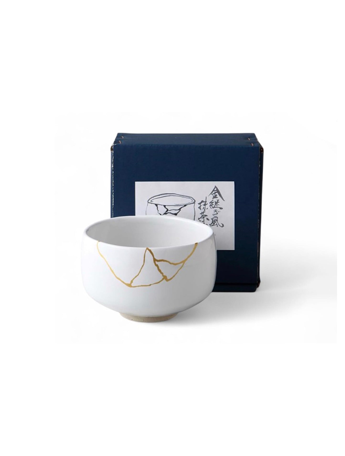 Matcha Bowl - Kintsugi Design White