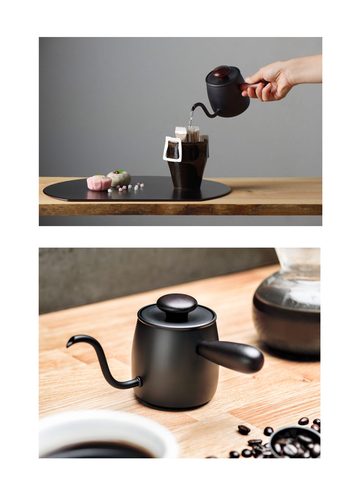 Miyaco Stainless Single Drip Pot 400ml, White Beach / Mahobany