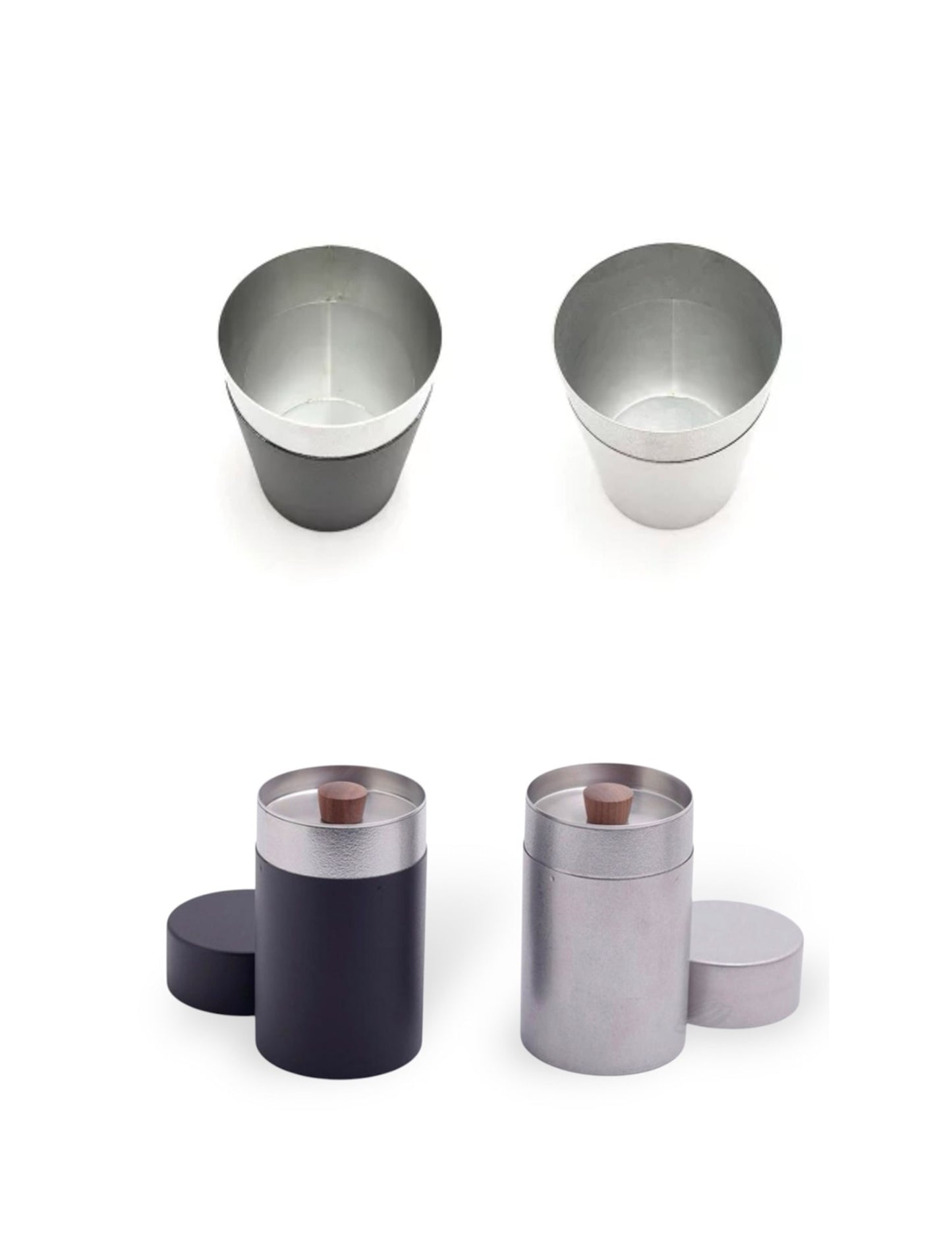 Miyaco Stainless Tea Coffee Canister Caddy, Frosty Silver / Matte Black