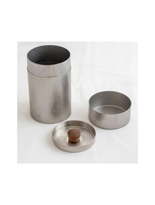 Miyaco Stainless Tea Coffee Canister Caddy, Frosty Silver / Matte Black