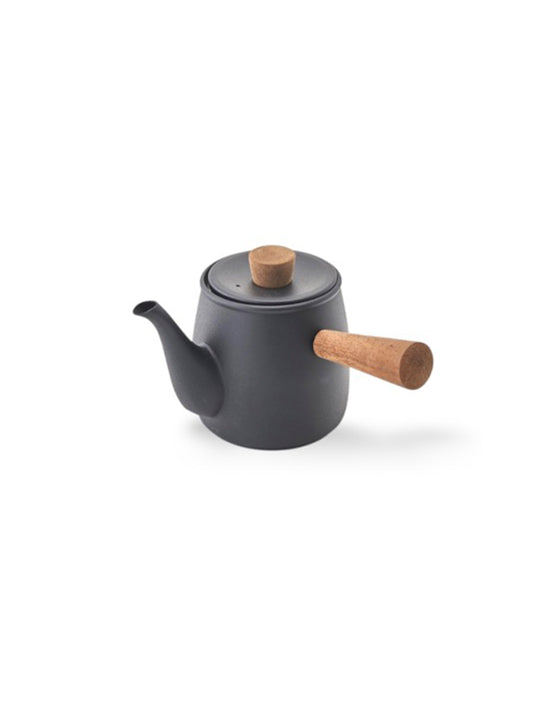 Miyaco Stainless Tea Pot 380ml, Frosty Silver / Matte Black