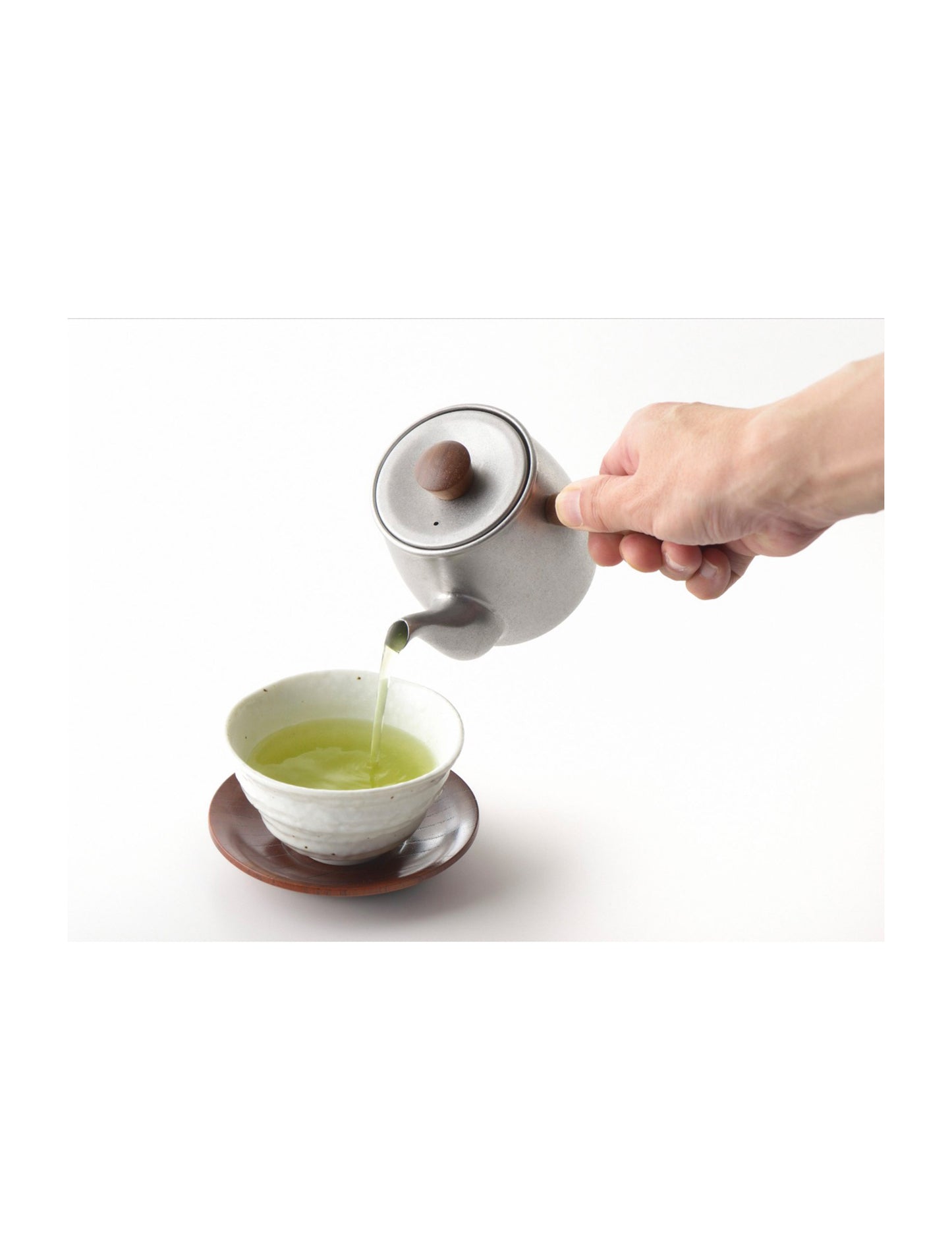 Miyaco Stainless Tea Pot 380ml, Frosty Silver / Matte Black