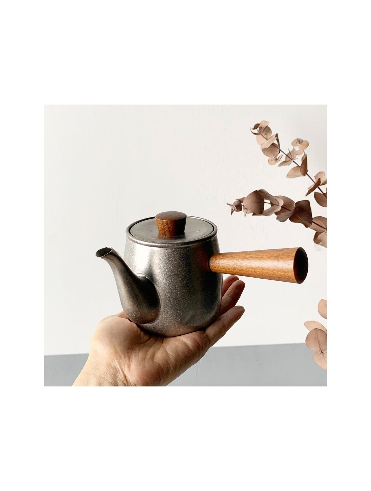 Miyaco Stainless Tea Pot 380ml, Frosty Silver / Matte Black