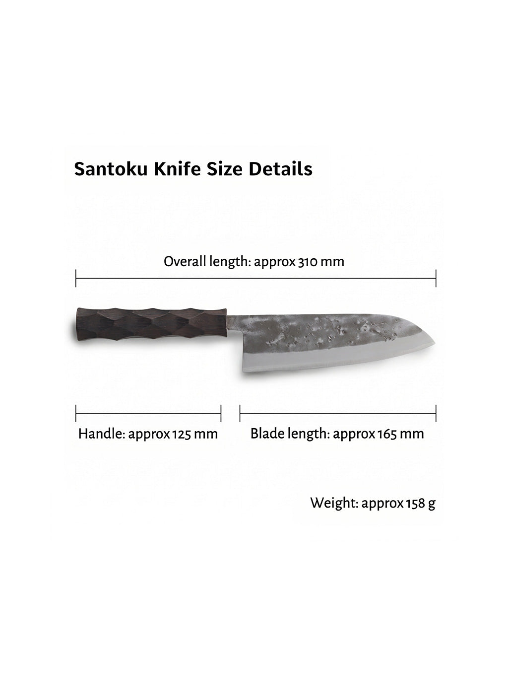 SLD Steel Santoku Knife Naguri Finish 16.5cm
