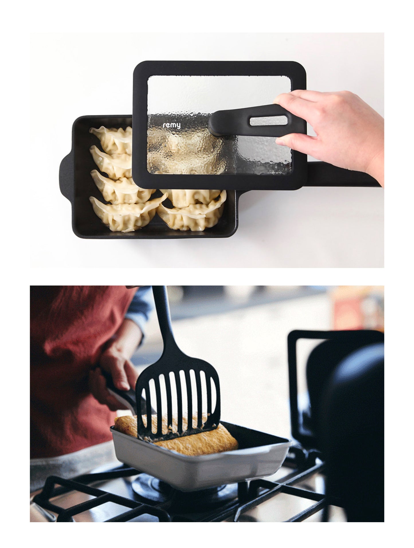 remypan egg - Non Stick Square Pan with Lid & Turner 3P Set