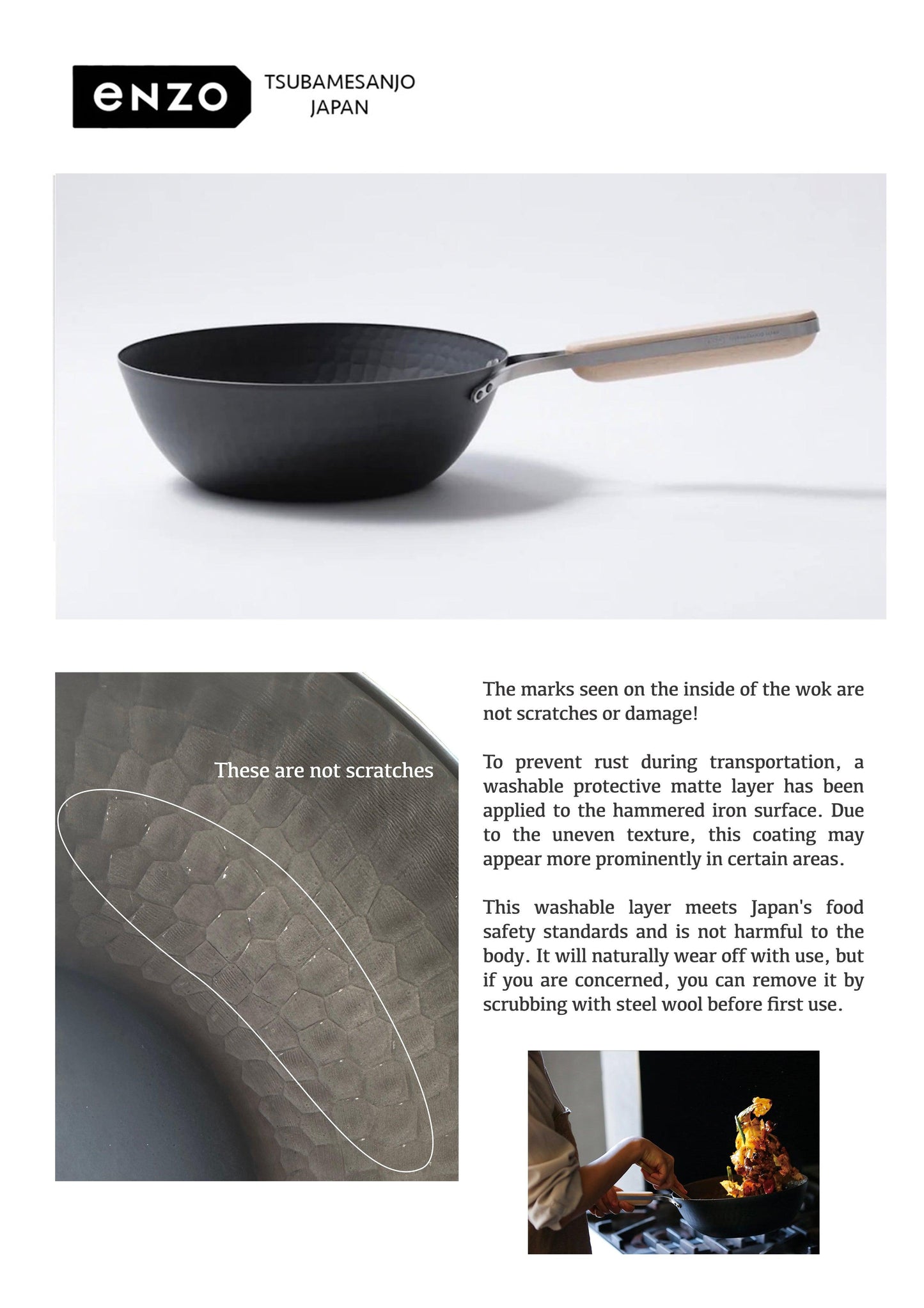 enzo - Premium Iron Wok Deep Frying Pan