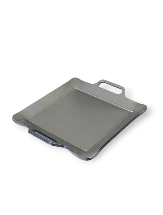 Extra Thick 9mm Iron BBQ Grill Plate 25cm, Heavy Duty Steel Griddle Silver