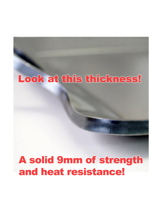Extra Thick 9mm Iron BBQ Grill Plate 25cm, Heavy Duty Steel Griddle Silver