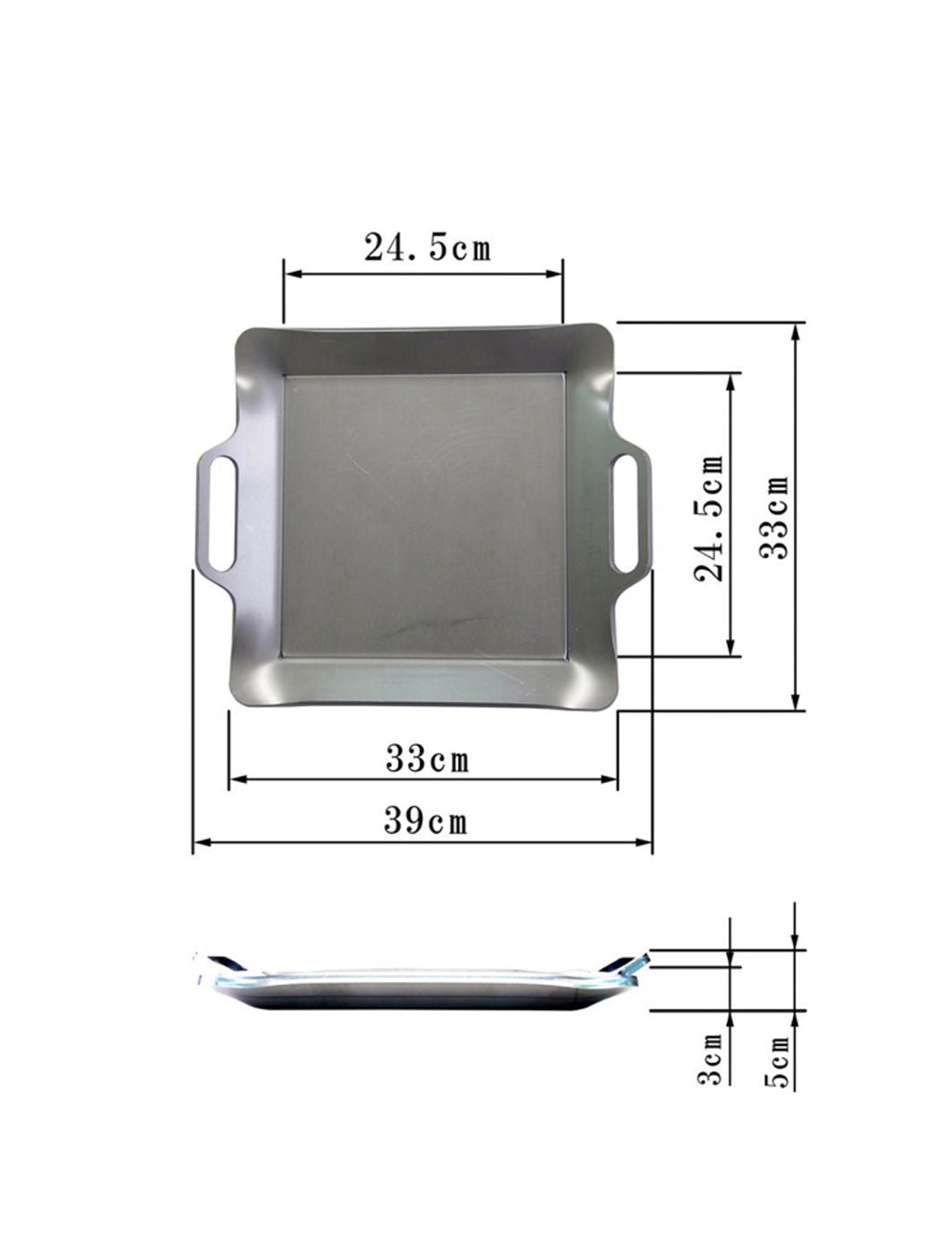 Extra Thick 9mm Iron BBQ Grill Plate 25cm, Heavy Duty Steel Griddle Silver