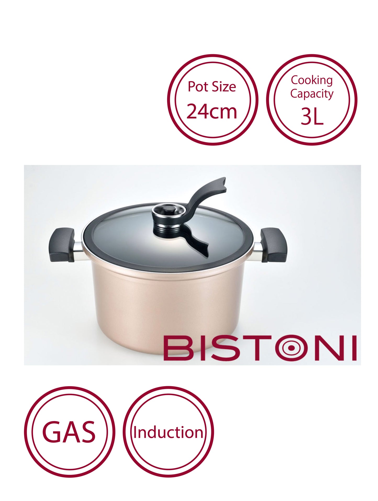 BISTONI Induction Compatible Vacuum Cooker Pot 24cm