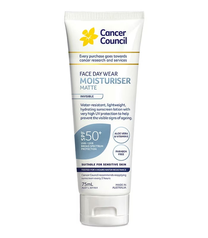 Cancer Council Face Day Wear Moisturiser Matte SPF50+ Invisible - 75ml