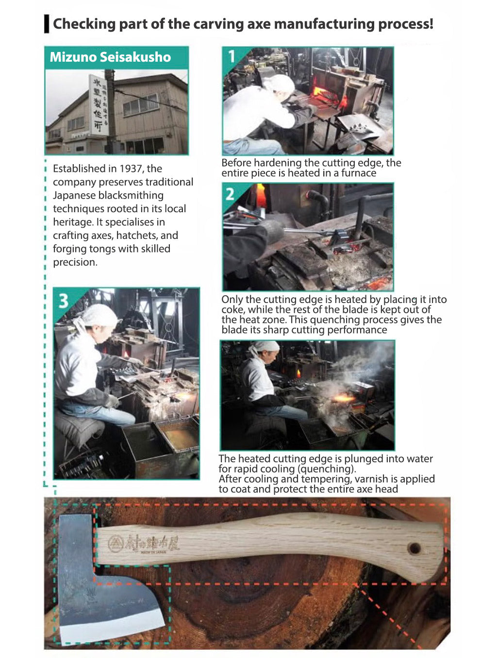 Carving Axe Hatchet 500g with Leather Case