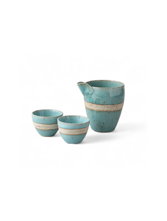 Cold Sake Set - Kinyou Blue White line 3P Set