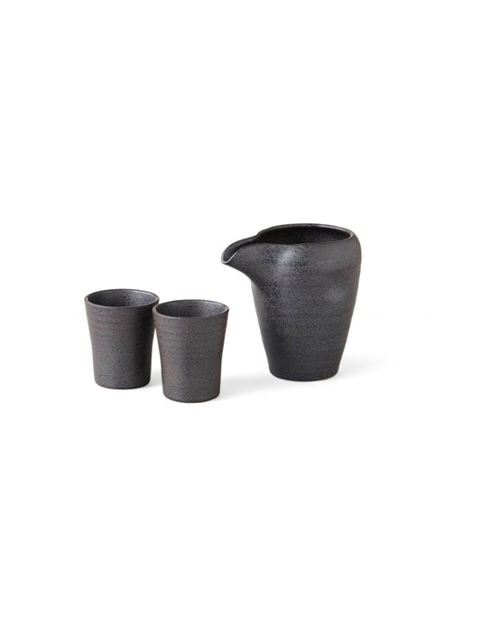 Cold Sake Set - Kobiki Crystal Black 3P Set