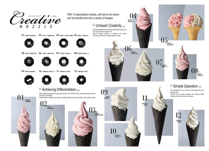 NISSEI Japanese Gravity Feed Benchtop Soft Serve Machine Double Flavour CI-7548AEC