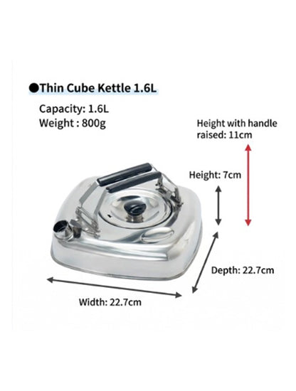 Cube Kettle Flat Stainless Kettle Camping 1.6L