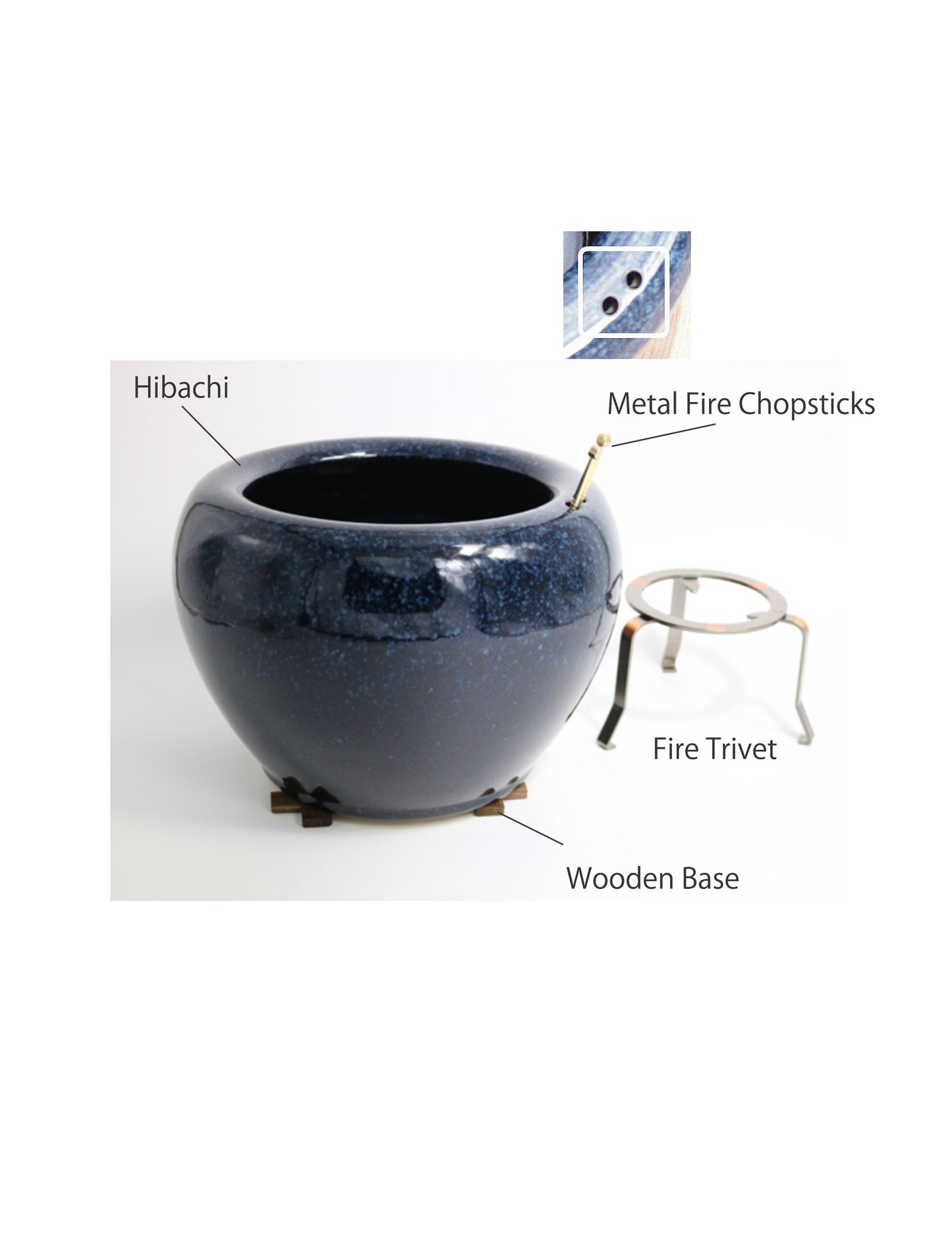 Hibachi - Brazier Namako Blue 30cm, 4P Set