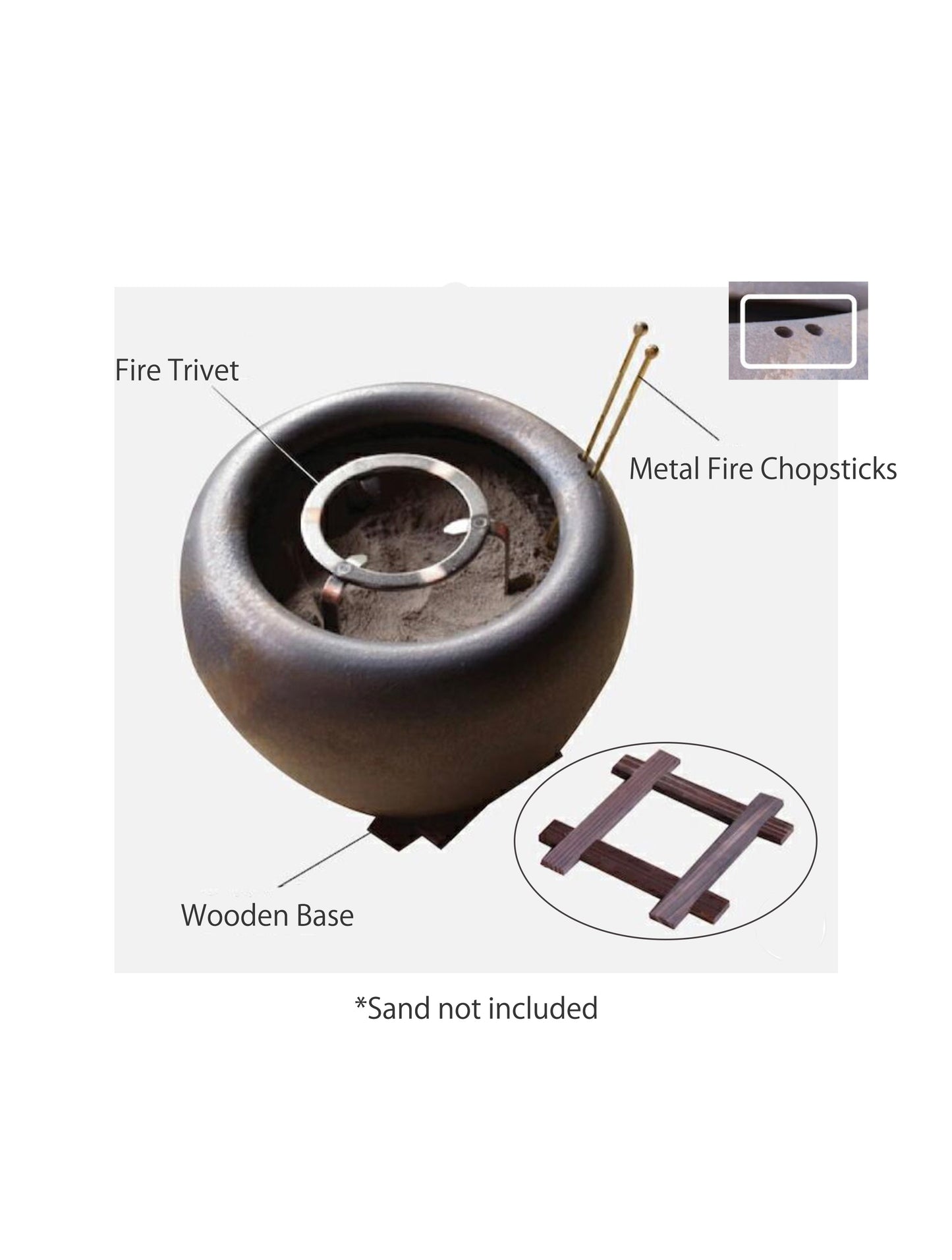 Hibachi - Brazier Sunayuu Kinsai, Brown 30cm, 4P Set