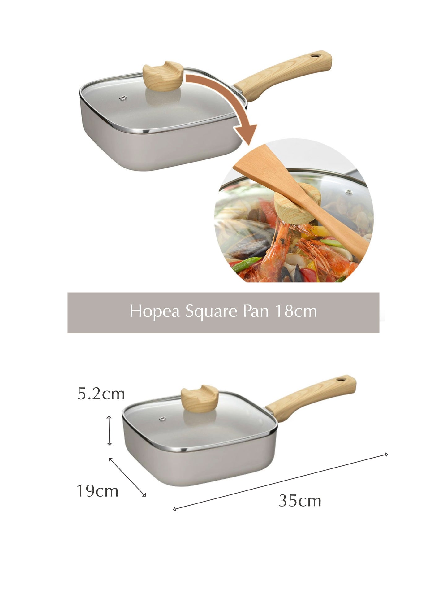 Hopea - Multi Purposes Marble Square Pan 18cm