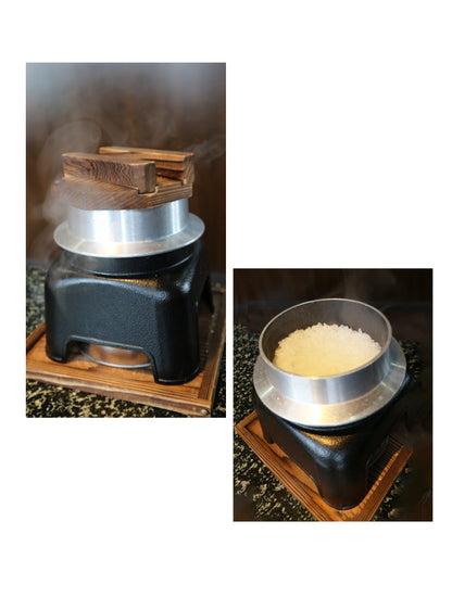 Kamado Table Top Rice Cooker Set Aluminium 1cup Large Black