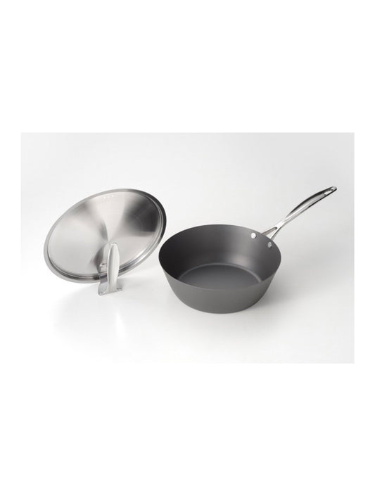 Kurotsuchi - Nitrided Iron Stir Frypan Frying Pan 24cm with Lid