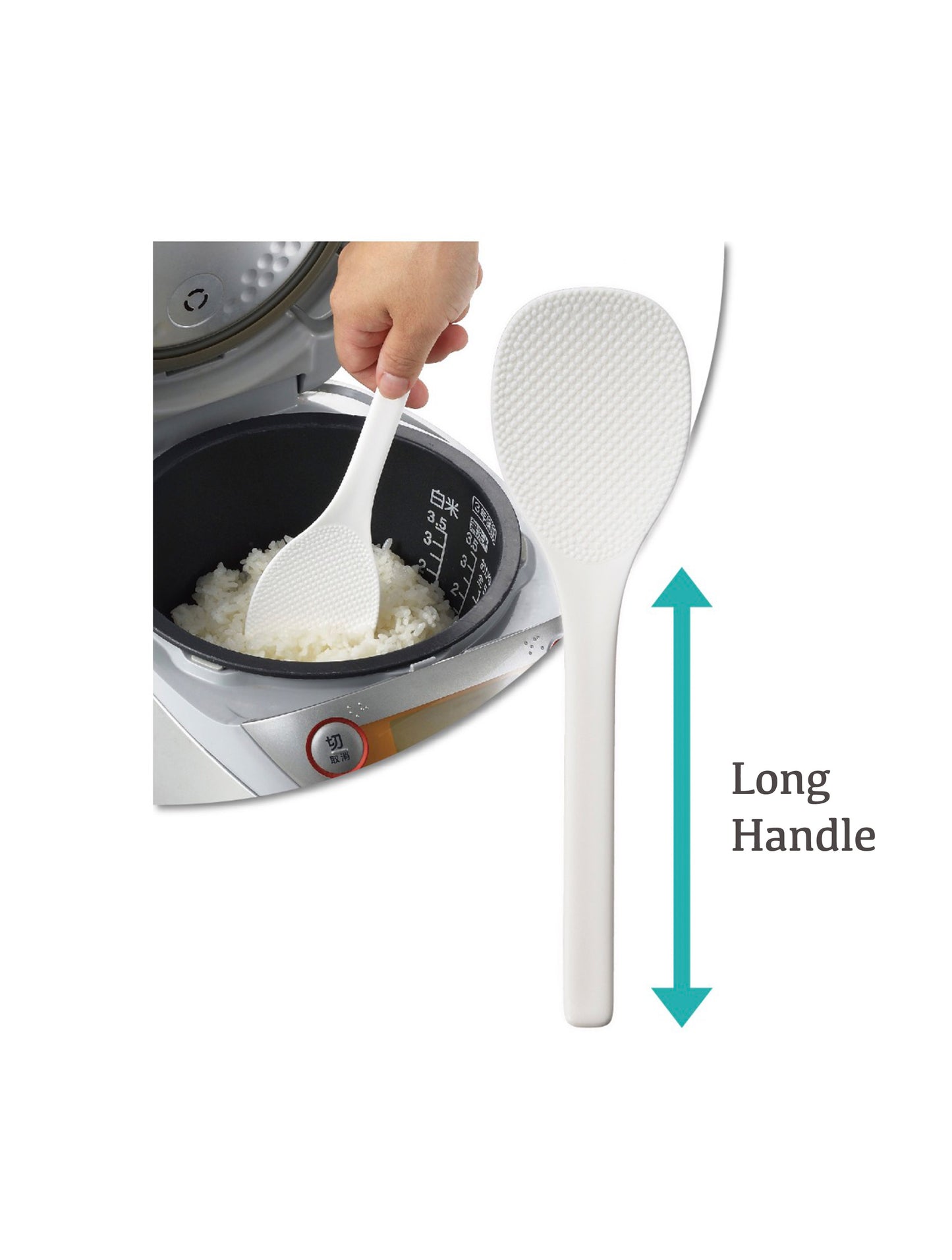 Rice Scoop Paddle Long Handle White 22cm