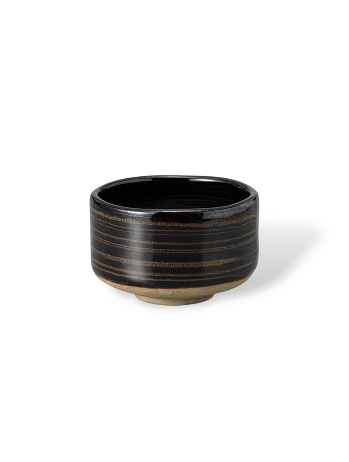 Matcha Bowl - Black Glaze Gold Accented