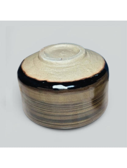 Matcha Bowl - Black Glaze Gold Accented