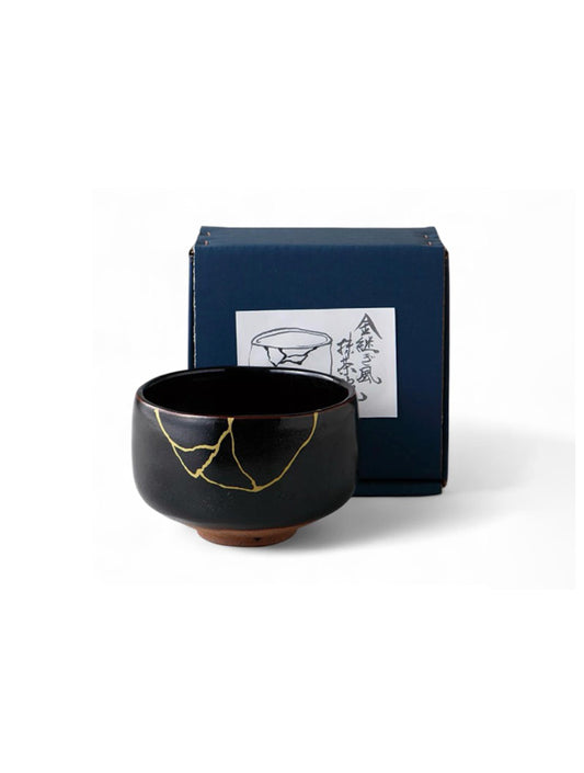 Matcha Bowl - Kintsugi Design Black