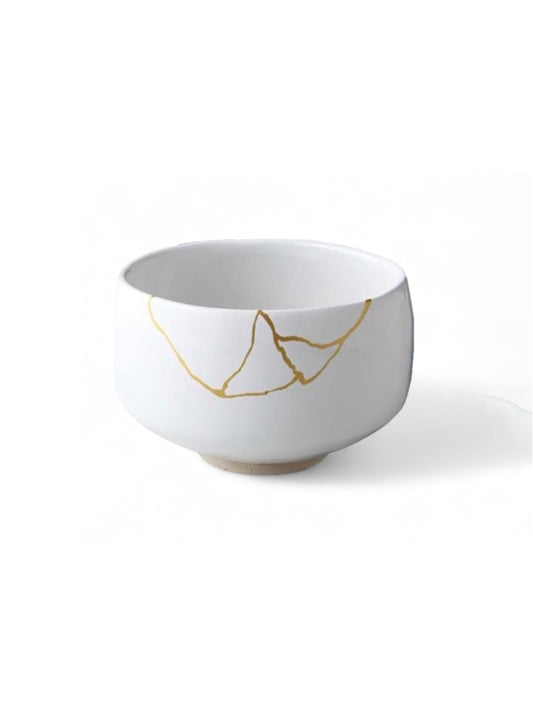 Matcha Bowl - Kintsugi Design White
