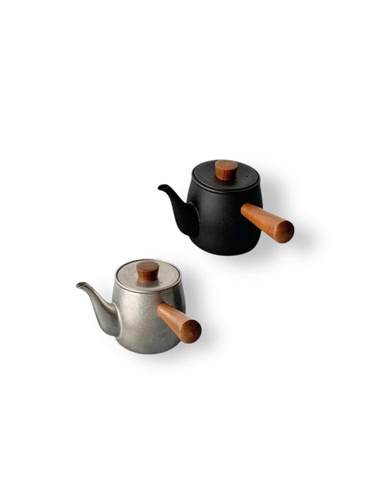 Miyaco Stainless Tea Pot 380ml, Frosty Silver / Matte Black