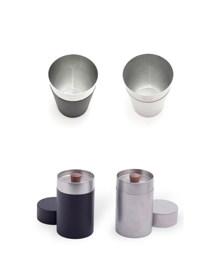Miyaco Stainless Tea Coffee Canister Caddy, Frosty Silver / Matte Black