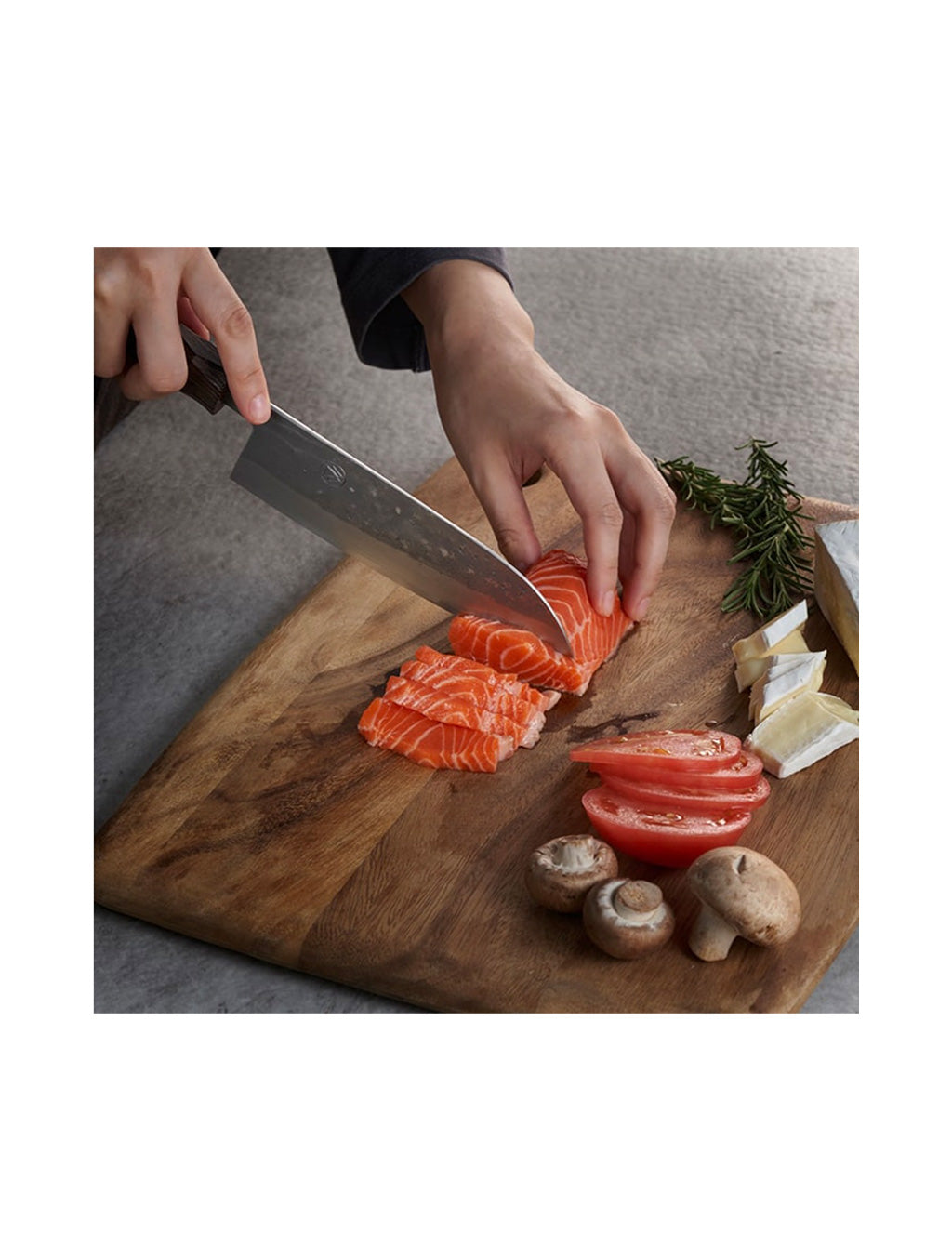 SLD Steel Santoku Knife Naguri Finish 16.5cm