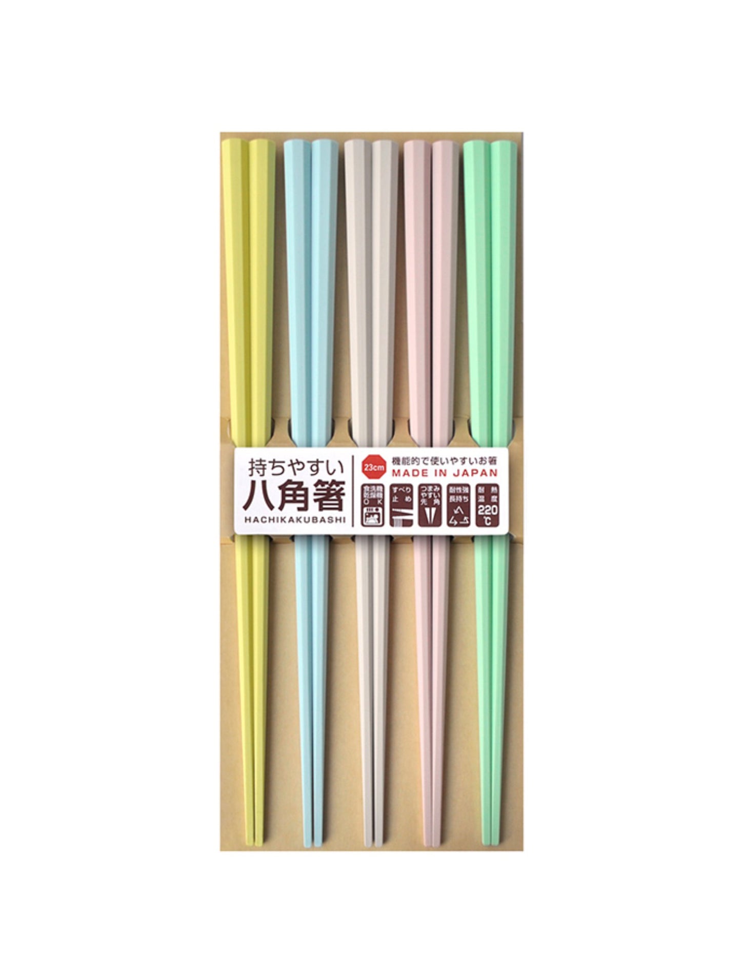 Octagonal PBT Pastel Chopsticks 5p 23cm