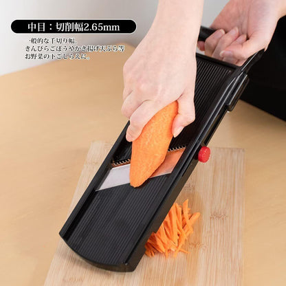 Shimomura - Vegetable Slicer, Julienne, Mandolin, Wide Black 76mm