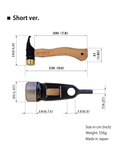 Muranokajiya Peg Hammer Natural Wood Handle Brass Head Black