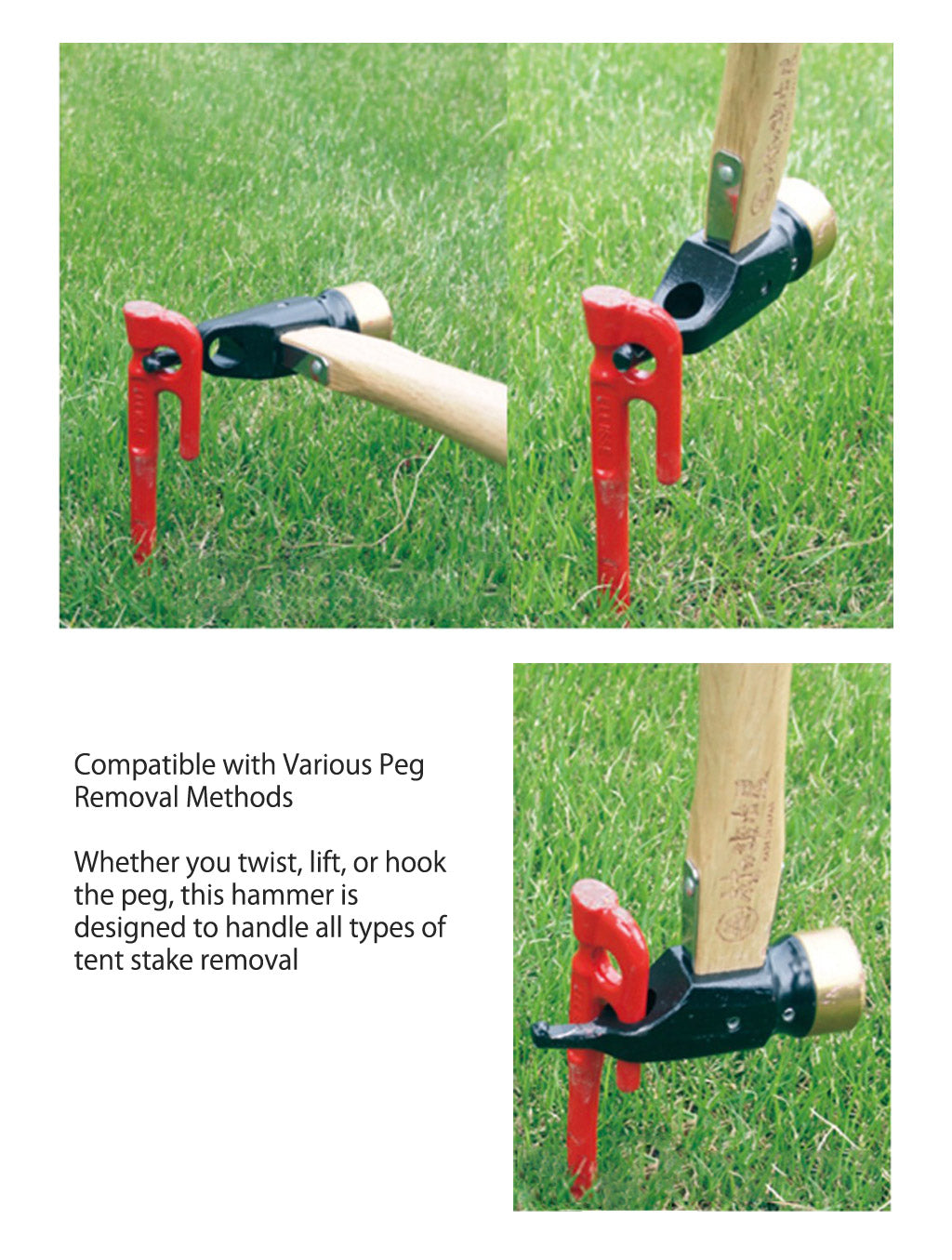 Muranokajiya Peg Hammer Natural Wood Handle Brass Head Black