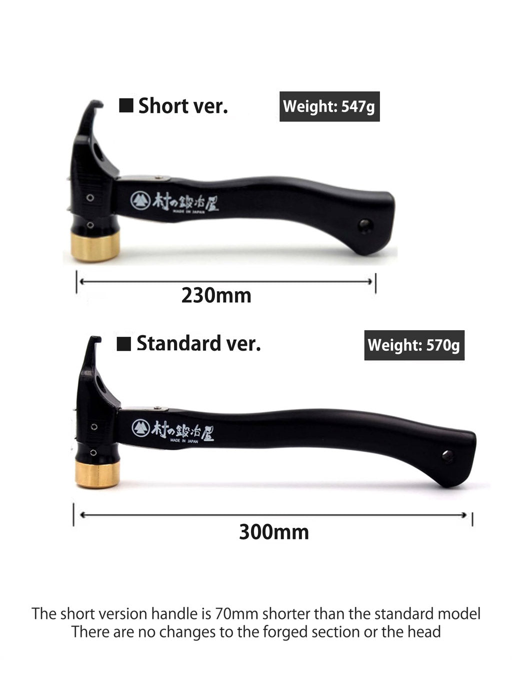 Muranokajiya Peg Hammer Black Handle Brass Head Black