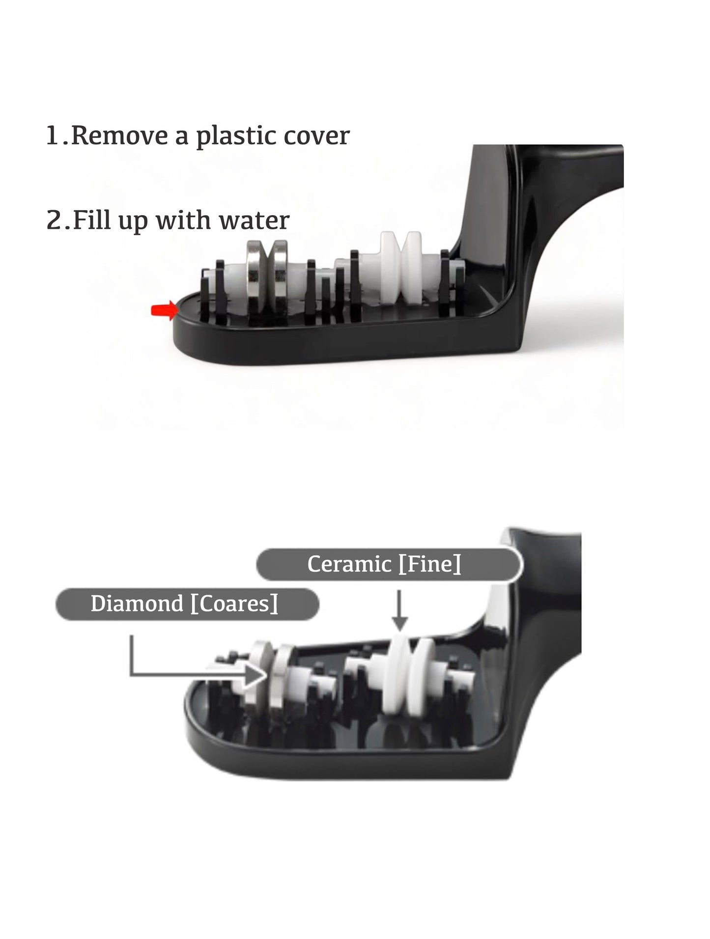 Pro Grade - Diamond & Ceramic Kitchen Knife Water Sharpener