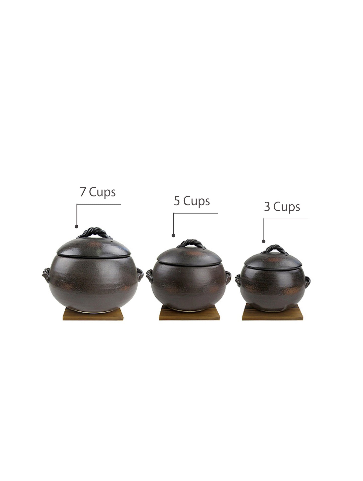 Round Shape Clay Rice Pot, Donabe Cup Size 3 / 5 / 7