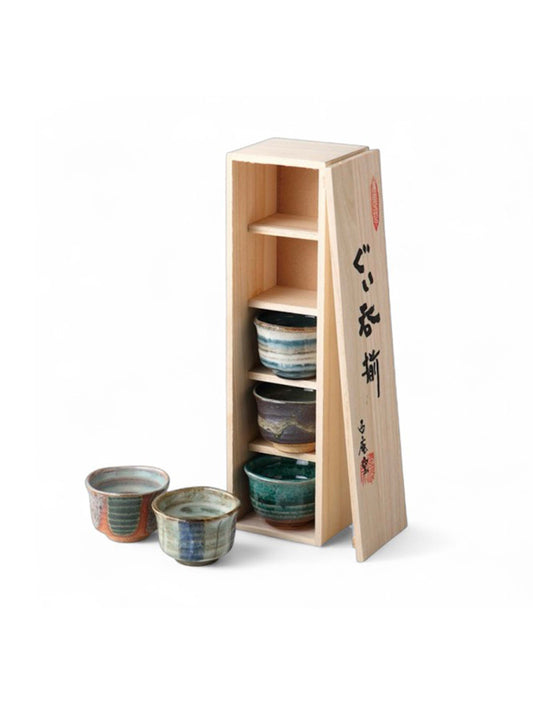 Japanese Sake Cup Set Clay Guinomi 5P Set