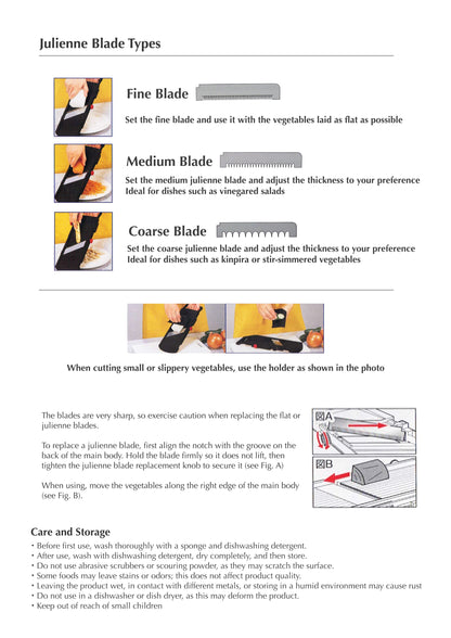 Shimomura - Vegetable Slicer, Julienne, Mandolin, Wide Black 76mm