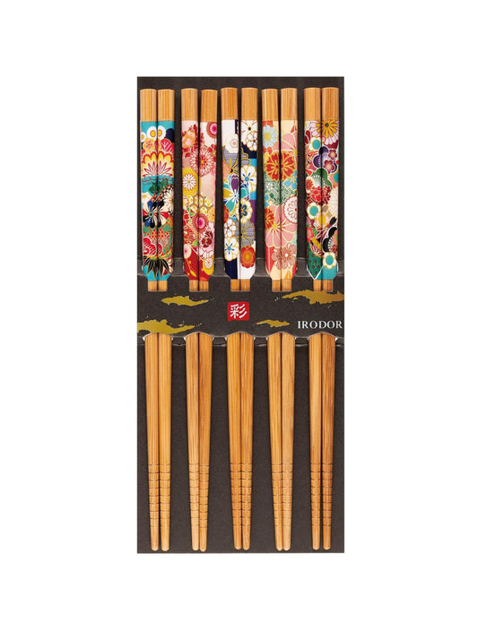 Soot Bamboo Floral Chopsticks 5p 22.5cm