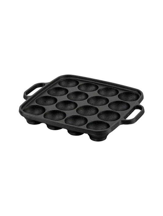 Mini Dutch Pancakes Pan Takoyaki Plate Cast Iron 16 holes, Induction Compatible