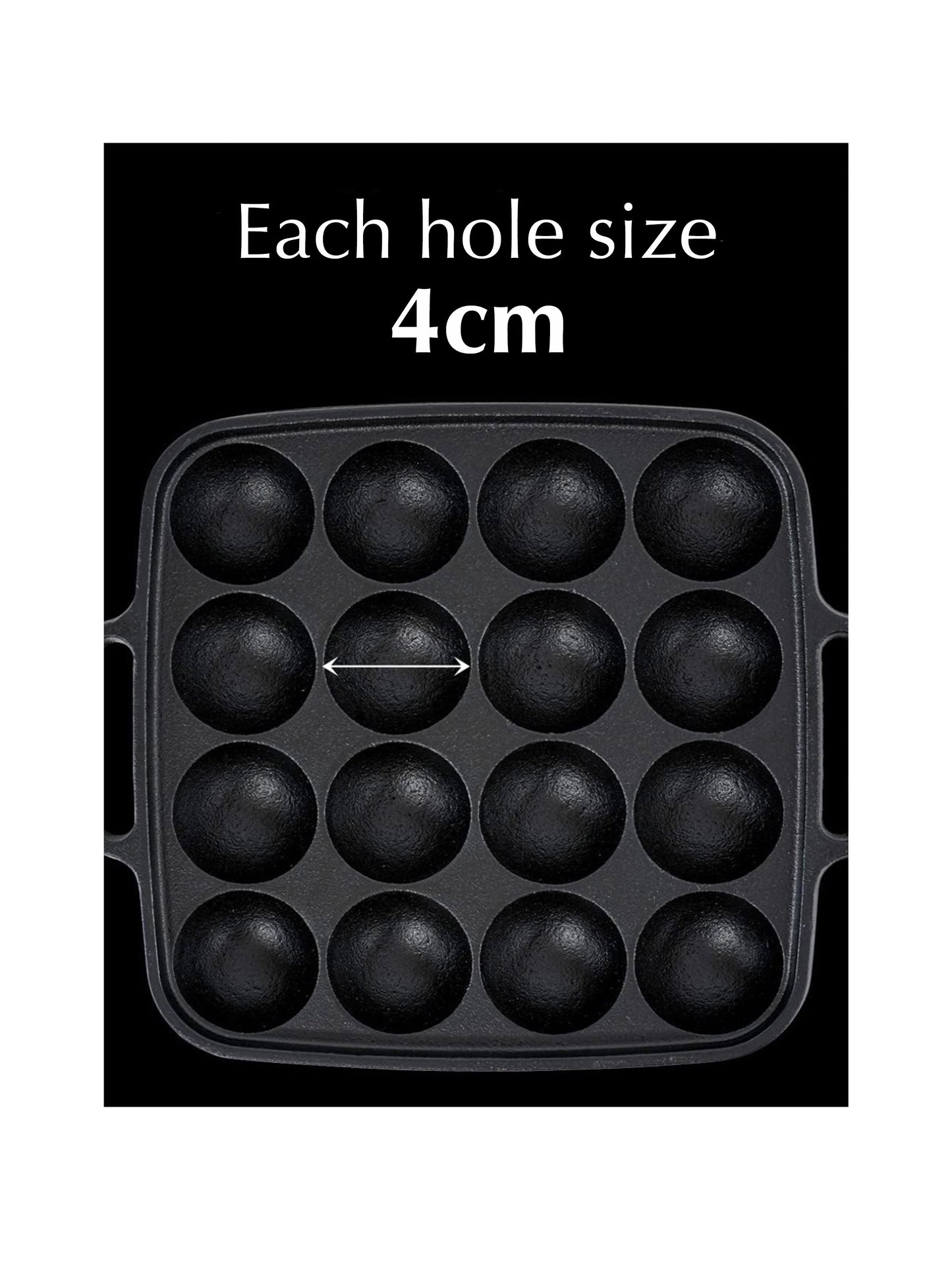 Takoyaki Plate Cast Iron 16 holes, Induction Compatible