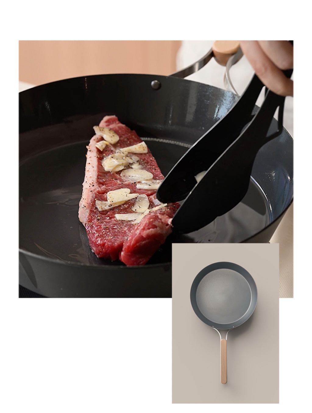 WAHEI enzo - Nitrided Carbon Steel Frypan, 22cm, 26cm 28cm