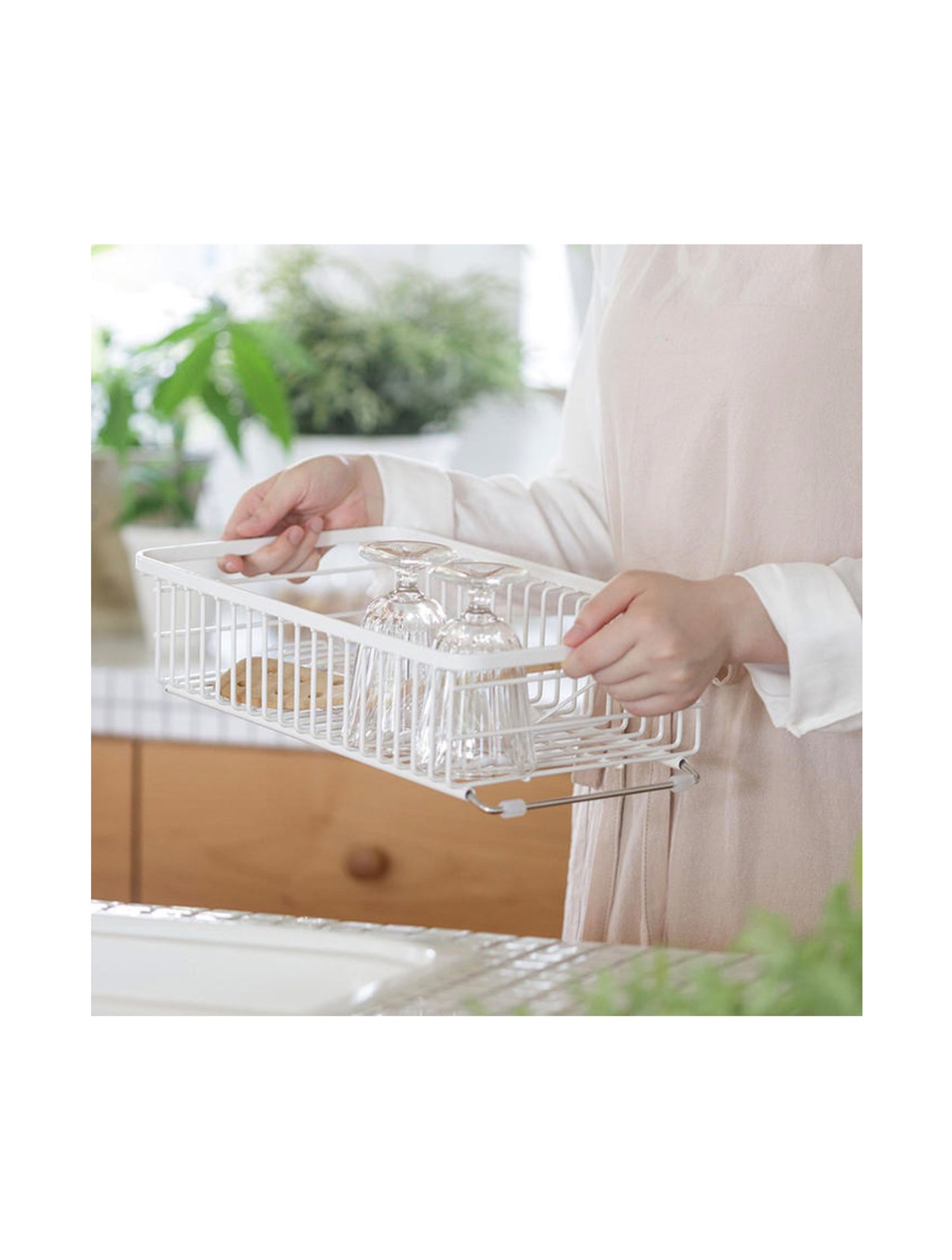 Yohaku - Dish Drying Basket Sink Dish Rack Drainer Tray Set White