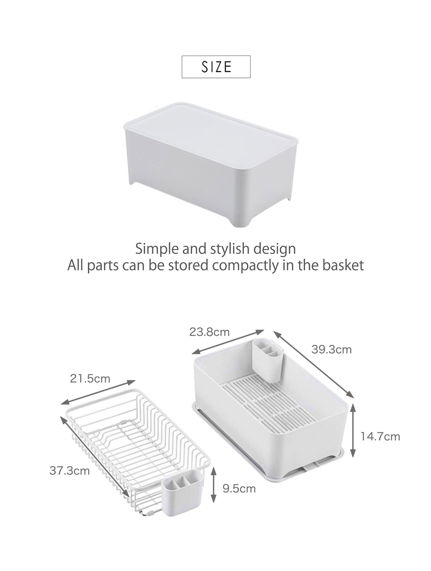 Yohaku - Dish Drying Basket Sink Dish Rack Drainer Tray Set White